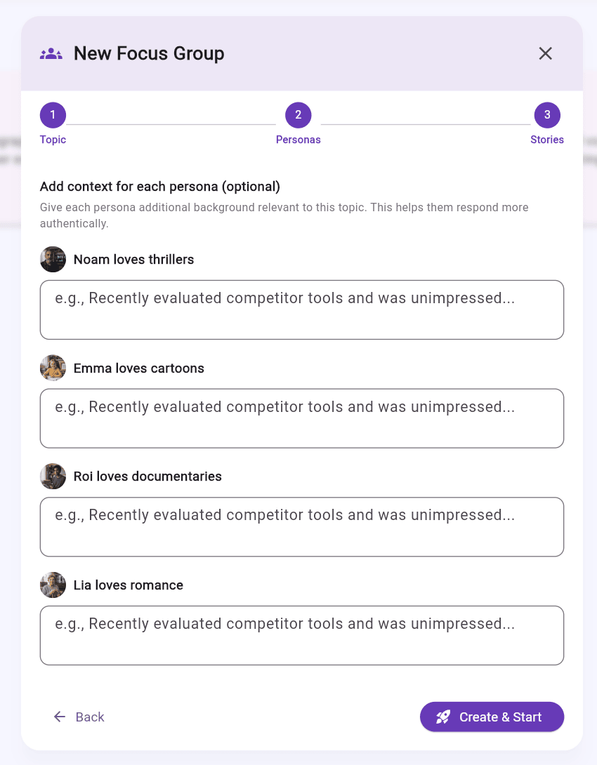 AI Focus Group Context Selection